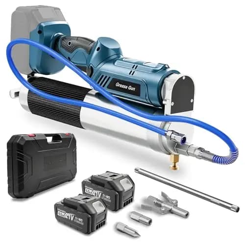 12000PSI Akku Fettpresse Kompatibel mit Ma-kita Akku 18V, Elektrische Fettpresse mit 2 * 4000mAh Akkus, inkl.100cm Schlauch, 3 Mundstück, Bürstenlosem Motor und LED-Leuchte für LKWs, Bauernhöfe