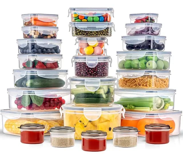 KUMD Vorratsdosen Set 50-teilig (25-Pack) Plastik Frischhaltedosen mit Deckel - Inkl. 2x Riesige 2,5L & 2x 1,5L Boxen, Platzsparendes Nesting, Mikrowellengeeignet & BPA-frei
