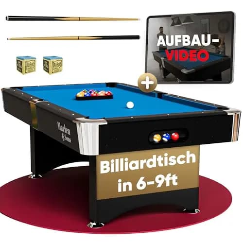 Billardtisch CueMaster 9FT mit Auto Kugelrückführung - 274 x 137 cm inkl. Zubehör-Komplettset