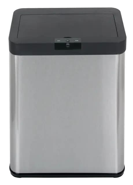 Echtwerk Sensor-Abfalleimer, Touchless Abfalleimer, elektrischer Müllbehälter, Infrarot Bewegungssensor, Soft Close Funktion, Korpus aus Edelstahl, Fassungsvermögen 48 Liter, Schwarz