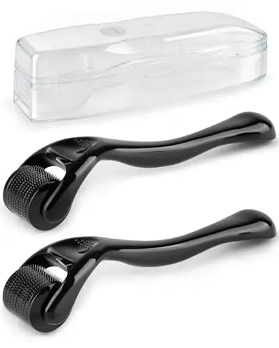 2 Stück Derma Roller, 0,5 mm&1,0 mm Microneedling Roller mit 540 Nadeln, Derma Roller für Gesicht, Kopfhaut & Körper, Haarroller Bartroller für Hautpflege Haarpflege,Große Poren, Männer & Frauen