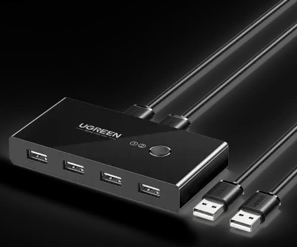 Ugreen USB 2.0 Switch 2 Hosts 4 USB-Ports