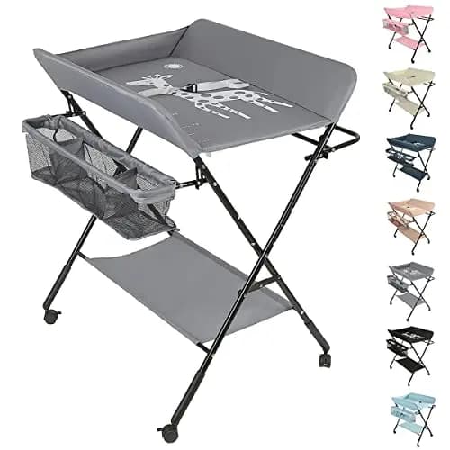 Belfoyer 3-in-1 Wickeltisch klappbar höhenverstellbar Grau