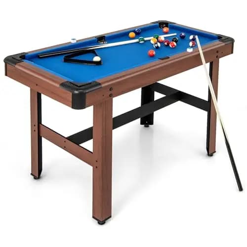 GOPLUS Billardtisch, Billiard Tisch aus Holz mit 16 Billardkugeln, 2 Queues, 2 Kreiden, Dreieck, Bürste & verstellbaren Fußpolstern, Spieltisch für Kinder & Erwachsene, für Familienspiele, Bar