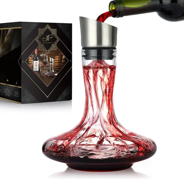 Weinkaraffe mit Integriertem Belüfter Ausgießer & Filter, Decanter, Wein Dekantierer,Weinbelüfter, Weindekanter,Weingeschenke,100% Mundgeblasenes Bleifreies Kristallglas,Weinzubehör