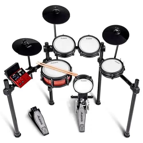 Alesis Nitro Pro Schlagzeug Elektronisch mit leisen Dual Zone Mesh Pads, 500+ authentischen BFD-Sounds, Bluetooth, Drumeo, USB-MIDI, Double Kick kompatibel