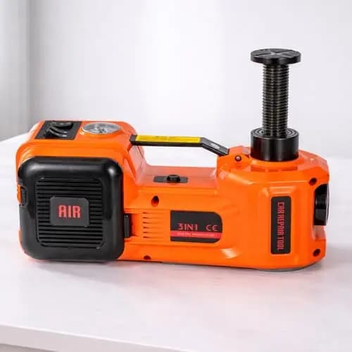 Elektrischer Wagenheber 5 t, 12 Volt wagenheber elektrisch, All-in-One-Bodenhub mit Hydraulischer Heber und Schlagzange, inklusive Luftpumpe, Sicherheitshammer und LED-Leuchte für Limousinen, SUVs