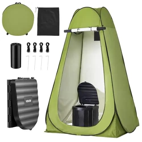 VEVOR Tragbare Campingtoilette 150 kg Belastbar, Mobile Toilette Faltbar, Reisetoilette mit Tragetasche & Müllbeuteln & Aufklappbarem Sichtschutzzelt, Geeignet für Wohnmobilreisen Camping Wandern