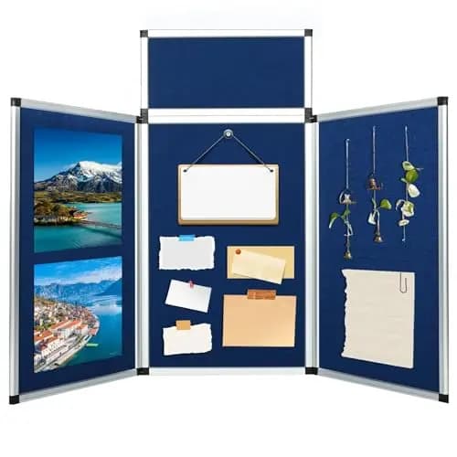 MYOYAY Messe-Präsentationstafel 3+1 Aluminiumlegering Präsentationstafeln 179,8 x 89,9 cm Postertafel mit Tasche Ausstellungstafel-Präsentationstafel Dreifach Gefaltete Anzeigetafel (Blau)