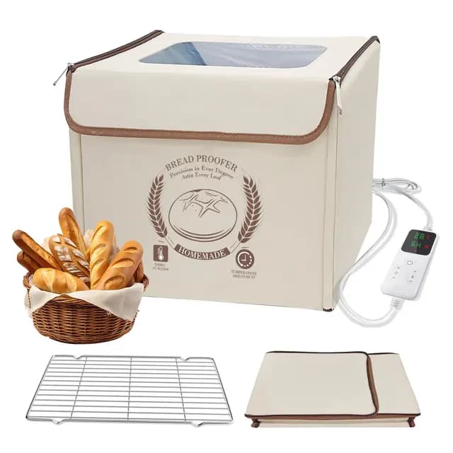 Brot Gärbox Sauerteig mit Heizung, Faltbare Teiggärbox Mit Deckel, Temperatureinstellung und Zeitsteuerung, Gärschrank für Zuhause, Brot, PizzaJoghurt, Reiswein