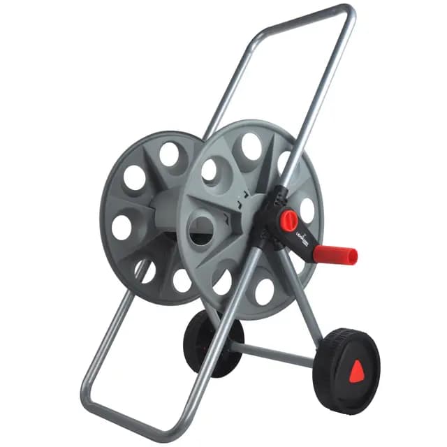 LEHMANN Schlauchwagen für bis zu 45 m 1/2" oder 3/4" Gartenschlauch, fahrbare Schlauchtrommel mit Rädern, robuster Metallrahmen, platzsparend, Gartenschlauchwagen ohne Schlauch