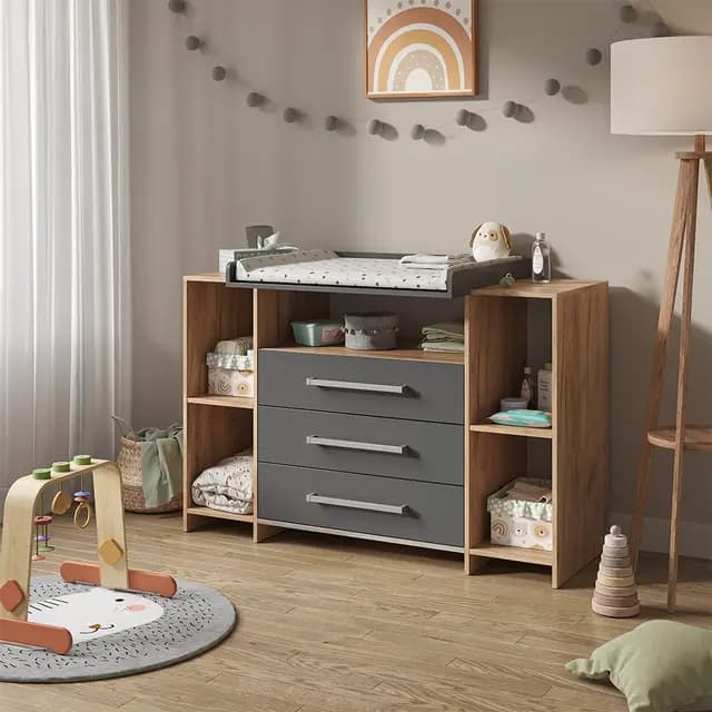 Vicco Oskar Wickelkommode Anthrazit/Sonoma XL – Bild 1