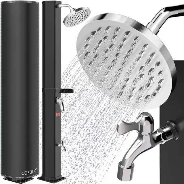 Casaria® Solardusche 35 Liter UV-beständig Ablage 105GSM Schutzhaube Regendusche Pooldusche Campingdusche 60°C Warmes Wasser Dusche Außendusche