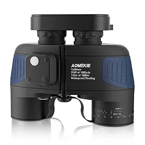 Aomekie Fernglas mit Nachtsicht Entfernungsmesser und Kompass 7X50 Militär Fernglas Marine BAK4 FMC Wasserdicht für Erwachsene mit Tasche und Gurt