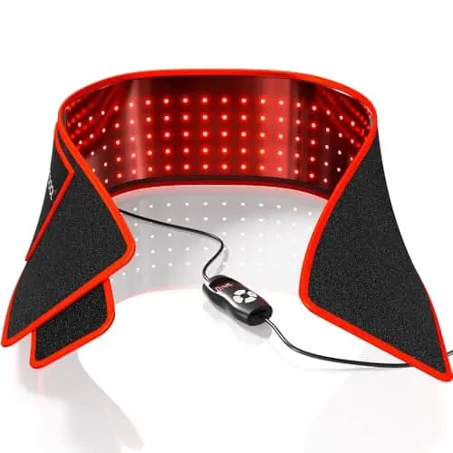 BestQool Rotlichtgürtel, 660 nm & 850 nm Rotlicht und Nahinfrarot matte, Triple-Chip, 3 Modi, 4 Intensitäten, 10Hz Pulsmodus, Tragbare Rotlichtmatte für Beine, Rücken, Taille, Schultern, Nacken, 21W