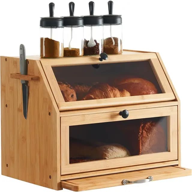 YOUDENOVA Brotkasten Bambus mit Schneidebrett