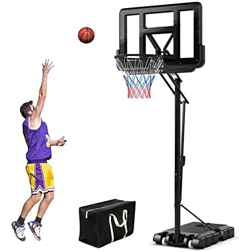 COSTWAY Basketballkorb Outdoor, Basketballständer 135/143-305 cm höhenverstellbar, Basketballkorb mit Ständer, 2 Rädern & Gewichtssack, Mobile Korbanlage Basketballanlage für Kinder, Erwachsene