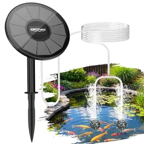 AMZtime Solar Sauerstoffpumpe für Gartenteich, Solar Teichbelüfter, Sauerstoffpumpe Oxygenator mit 2200 mAh Akku für Teich, Gartenteiche, Aquarium