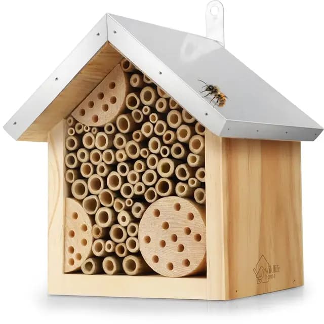 Wildlife Home Bienenhotel mit Metalldach Kiefernholz