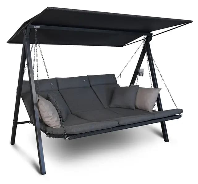 ANGERER Hollywoodschaukel Lounge Smart – Schaukel zum Sitzen, Liegen & Entspannen, inkl. Bett-Funktion, einfache Montage, Made in Germany, hochwertiger Stoff, Grau