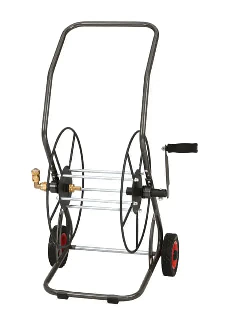 Sirocco Schlauchwagen 1/2" – robuster Schlauchaufroller aus pulverbeschichtetem Stahl, hochwertiger Gartenschlauchwagen mit Hartplastik-Rädern (PU) – stabile Lagerung & einfache Mobilität