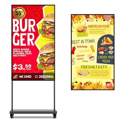 HARZHI 55 Zoll Digital Signage Display 3000Nits Ultraheller Digitaler Werbedisplay für Window, 2K Schaufenster Display, Android 14, Cloud/App Steuerung, CMS/USB/WiFi/HDMI, für Restaurant/Retail Store
