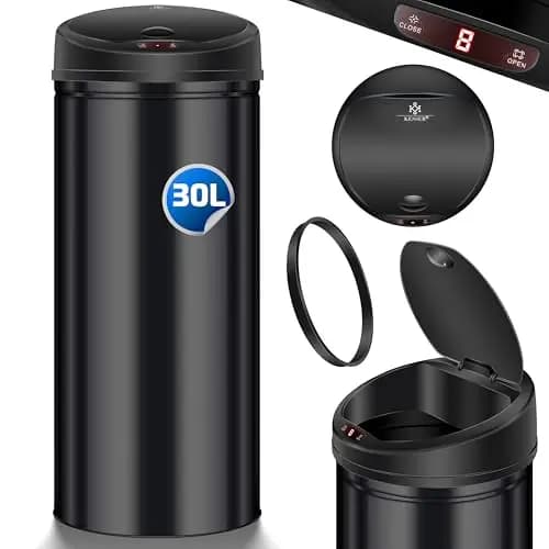 KESSER® Sensor Mülleimer ✓ Automatik ✓ Abfalleimer ✓ Abfall | EDELSTAHL | Farbe: SCHWARZ | Größe: 30 L