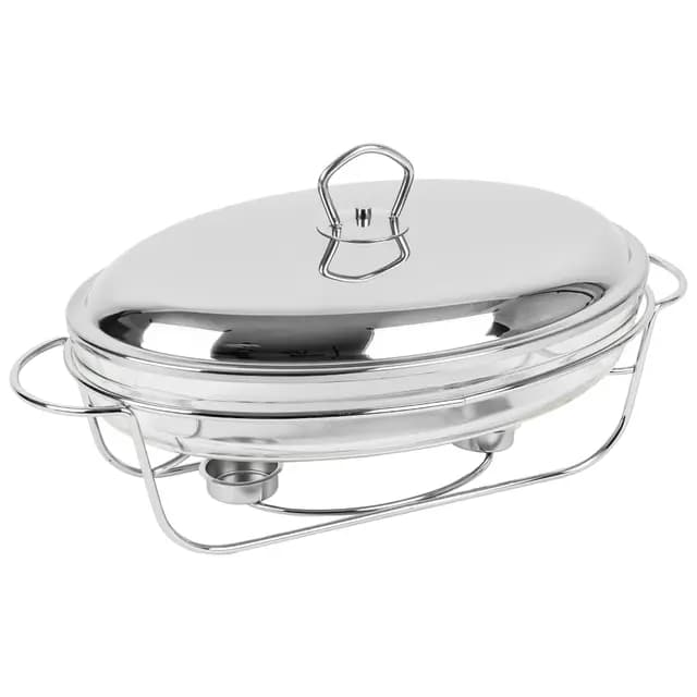 KARL HAUSMANN Wärmebehälter für Speisen mit Glaseinsatz - 3L - Teelicht Warmhalteplatte - Edelstahl Gestell und Deckel mit Griff - Speisenwärmer - Warmhaltebehälter Essen - Chafing Dish Behälter