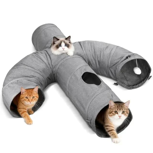 Nobleza Katzentunnel – Zusammenklappbarer Spieltunnel aus robustem Oxford-Stoff, mit Angel-Spielzeug & Spionagelöchern für interaktiven Indoor-Spaß, Kaktusform