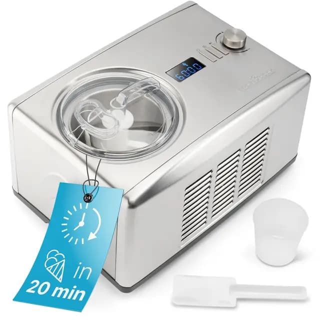 ProfiCook® Eismaschine & Jogurtbereiter in Einem | Eis in 20 min. | für bis zu 1500ml | Eismaschine mit Kompressor | für Eis & Frozen Joghurt | Inkl. Rezepte, Eisspachtel & Messbecher | PC ICM 1091 N – Bild 1