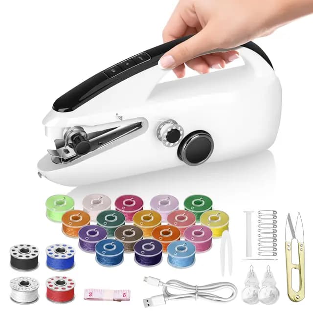 Tragbare Mini-Nähmaschine für Anfänger – handliche Nähmaschine mit zwei Geschwindigkeits- und Leistungsstufen, Schnellstich-Funktion für Heim-, Reise- und DIY-Reparaturen, einfach zu bedienen