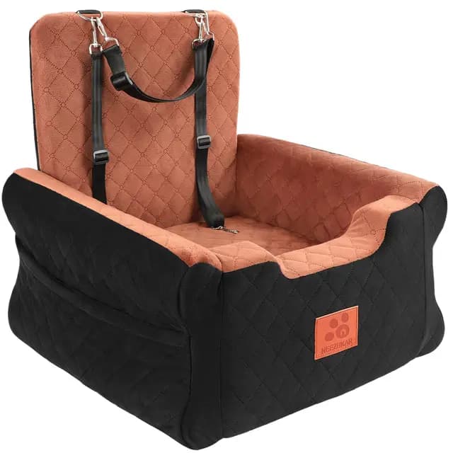 GL GLENSLAVE Hunde-Autositze für kleine bis mittelgroße Hunde, Erhöhter Hunde-Booster-Sitz mit Memory-Schaum, Abnehmbarer & waschbarer Autositz für Haustiere (Schwarz/Braun)