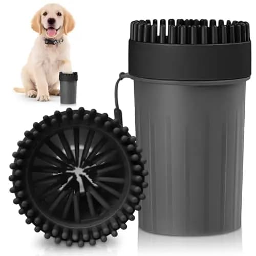 Pfotenreiniger für Hunde, Hundepfoten Reiniger, Pfotenreiniger aus Silikon, Hundezubehör für Mittlere Kleine Hunde (Schwarz, Größe M)