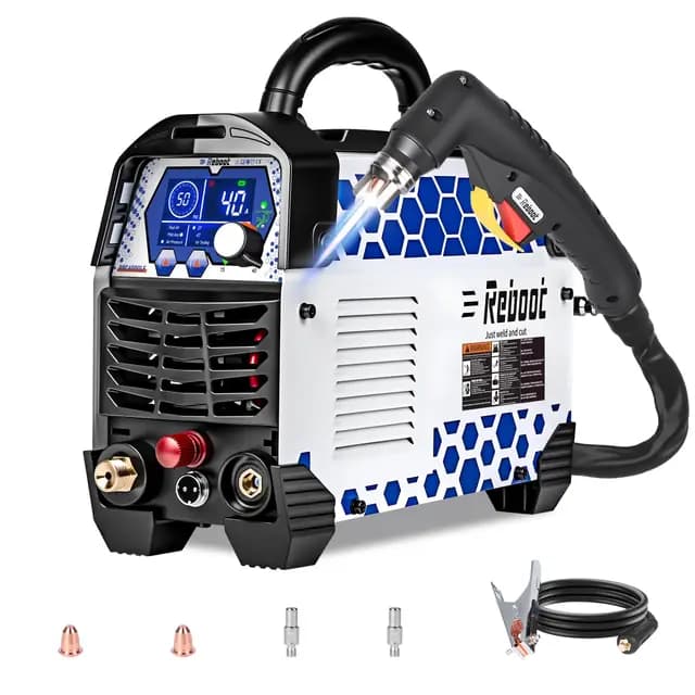 Reboot Niederfrequenz Plasmaschneider 40A 230V IGBT – Berührungslose Pilotzündung, max. Schneidstärke 25 mm, 2T/4T Brenner für Edelstahl, Kupfer, Messing – Modell RBC4000LF