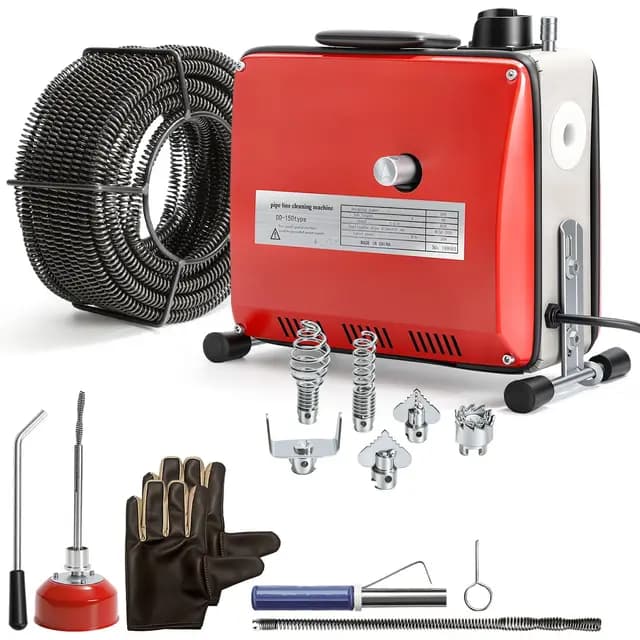 Rohrreinigungsmaschine 500W Elektrische Abflussreiniger mit 20m 16mm & 5m 10mm Spirale, 6 Schneidköpfen, 400 U/min Kupfermotor – Profi Kanalreinigungsgerät für 20–120 mm Rohre