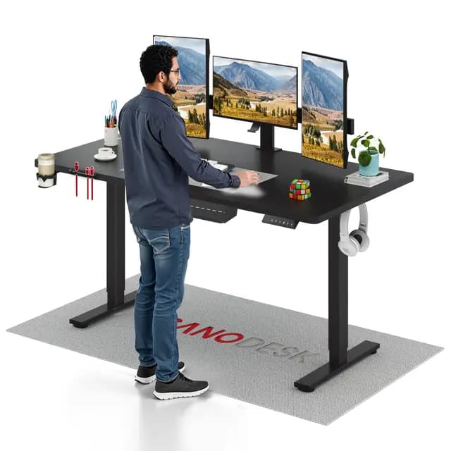 SANODESK Höhenverstellbarer Schreibtisch 160×60 cm– ergonomischer Standing Desk mit Memory-Funktion & Kindersicherung, Stabiler Rahmen (Schwarz)