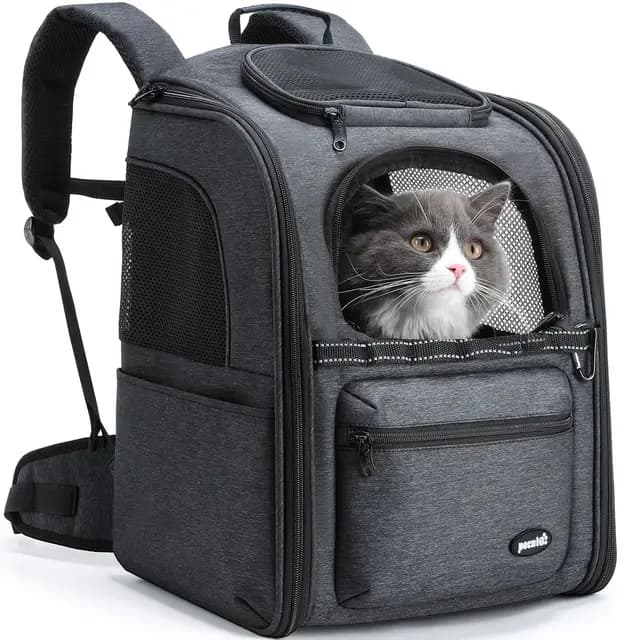 Pecute Katzenrucksack Hunderucksack Haustier Rucksack, Belastung Verringern Hundetasche, Katzentasche, Entlastungssystem Katzen Rucksack, Faltbar und Leicht, Atmungsaktiv, geeignet für Tiere bis 6 kg