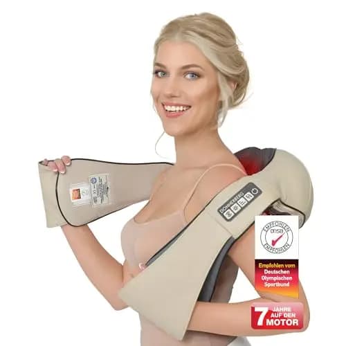 DONNERBERG® Das Original Nackenmassagegerät mit Wärme 7 Jahre Garantie Beige Shiatsu Massagegerät für Nacken Schulter Massage Vibration TÜV geprüft
