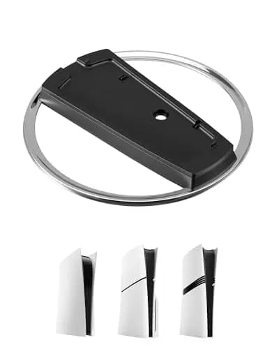 Vertikaler Standfuß für PS5 Pro, PS5 Slim und Standard Konsole - Stabiler Halterungssockel aus Metall und ABS - Platzsparender Ständer für Optimierte Luftzirkulation - Silber und Schwarz