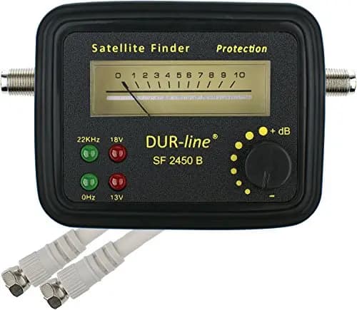DUR-line® SF 2450 B - Satfinder - Messgerät mit Gummi-Schutzhülle zur exakten Justierung Ihrer digitalen Satelliten-Antenne - hohe Empfindlichkeit - inkl. F-Kabel und toller Anleitung