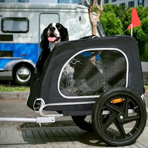 sogesfurniture Hundeanhänger für das Fahrrad, Hundebuggy Fahrradanhänger klappbar, mit Kupplung, Fahne, Reflektor, 600D Oxford Canvas, Hunde Fahrradanhänger