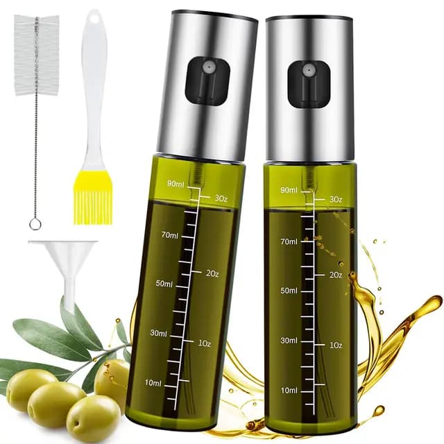 MRUN BONE Ölsprüher für Speiseöl, 2 Stück UV-Schutz Sprühflasche Öl, Glas Öl Zerstäuber Küche Ölsprühflasche Heißluftfritteuse,Oil Sprayer mit Skala & Trichter, Ölspray für ÖI & Essig 100% BPA frei