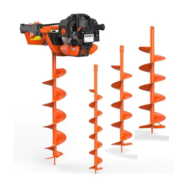 FUXTEC Benzin Erdbohrer FX-EB152 mit 3 PS, inkl. 3 Bohraufsätzen 100/150 / 200 mm und einzigartigem Ölkontrollfenster Erdlochbohrer Pfahlbohrer