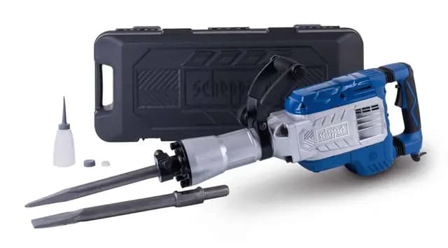 Scheppach Abbruchhammer AB1900 Bohrhammer Betonhammer | 60J Schlagkraft | 1900W Leistung | 390 mm inkl. Spitz- und Flachmeißel und Transportbox