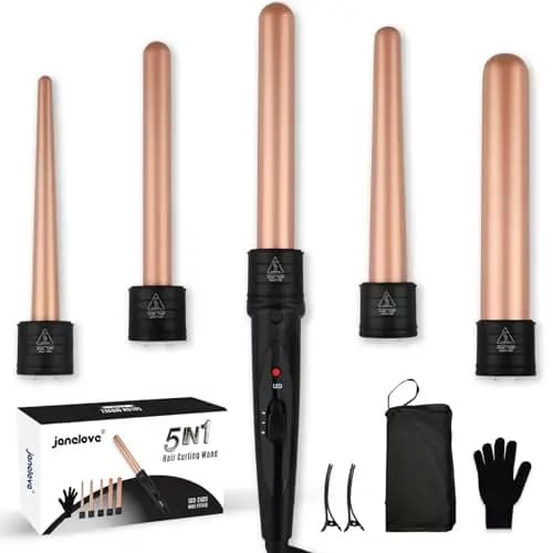 janelove 5-in-1 Lockenstab Set Keramik 10–32 mm Roségold – Bild 1
