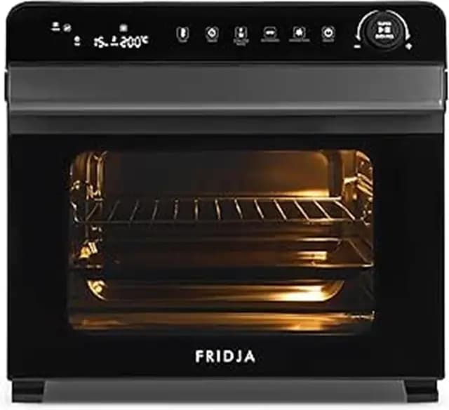 Fridja F77 30L Super Oven Pro – Premium Digital LED Heißluftfritteusen-Ofen – 18 intelligente Programme, Rotisserie-Funktion, leicht zu reinigen, schnell, leistungsstark und vielseitig, Edelstahl-Inne