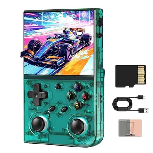 RG35XX Pro Handheld Spielkonsole, Linux System, integrierte 64 GB TF-Karte, 3,5 Zoll IPS Bildschirm, mit 3200-mAh Akku, Support HDMI TV Output Retro Spielkonsolen(Grün)