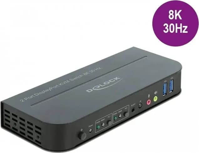 DeLOCK KVM-Switch DisplayPort 8K 30 Hz 2-Port USB Audio