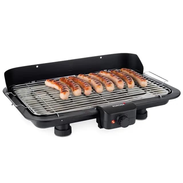 Korona 46117 Elektrischer Barbecue Tischgrill mit XXL-Grillfläche (51 x 30 cm) | 2200 Watt | Abnehmbares Heizelement | Sicherheitsschalter | Stufenlose Temperatureinstellung