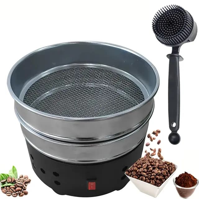 Kaffeebohnenkühler, 1000 g elektrischer Kaffeebohnenröstkühler, Doppelschichtfilter für Kaffeebohnenkühlplatte zu Hause, Kaffeeröstwerkzeugset aus Edelstahl 304 mit Reinigungsbürste, für den Haushalt